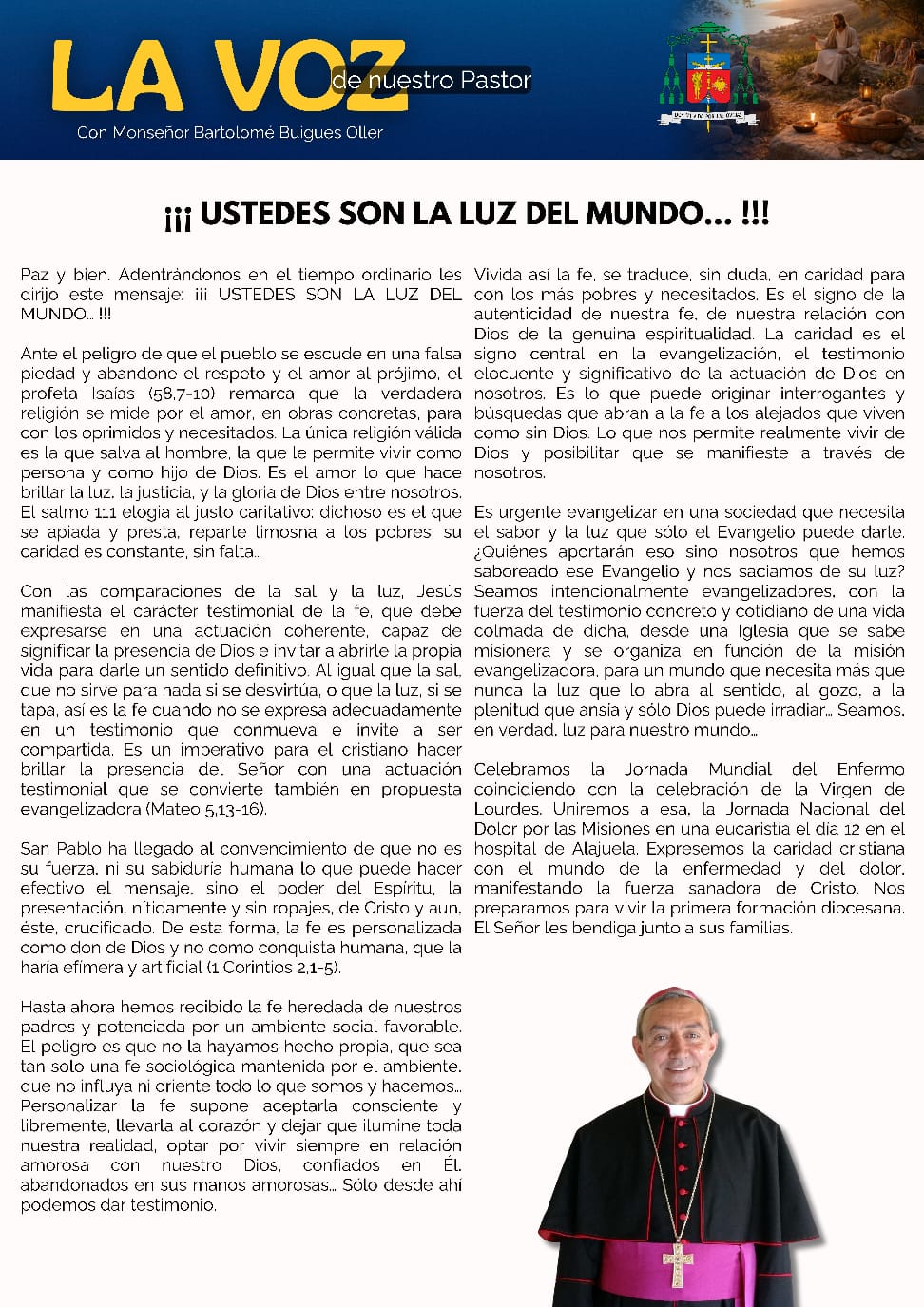 Mensaje semanal del Obispo